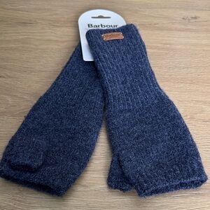 Barbour Blue Wool Fingerless Gloves